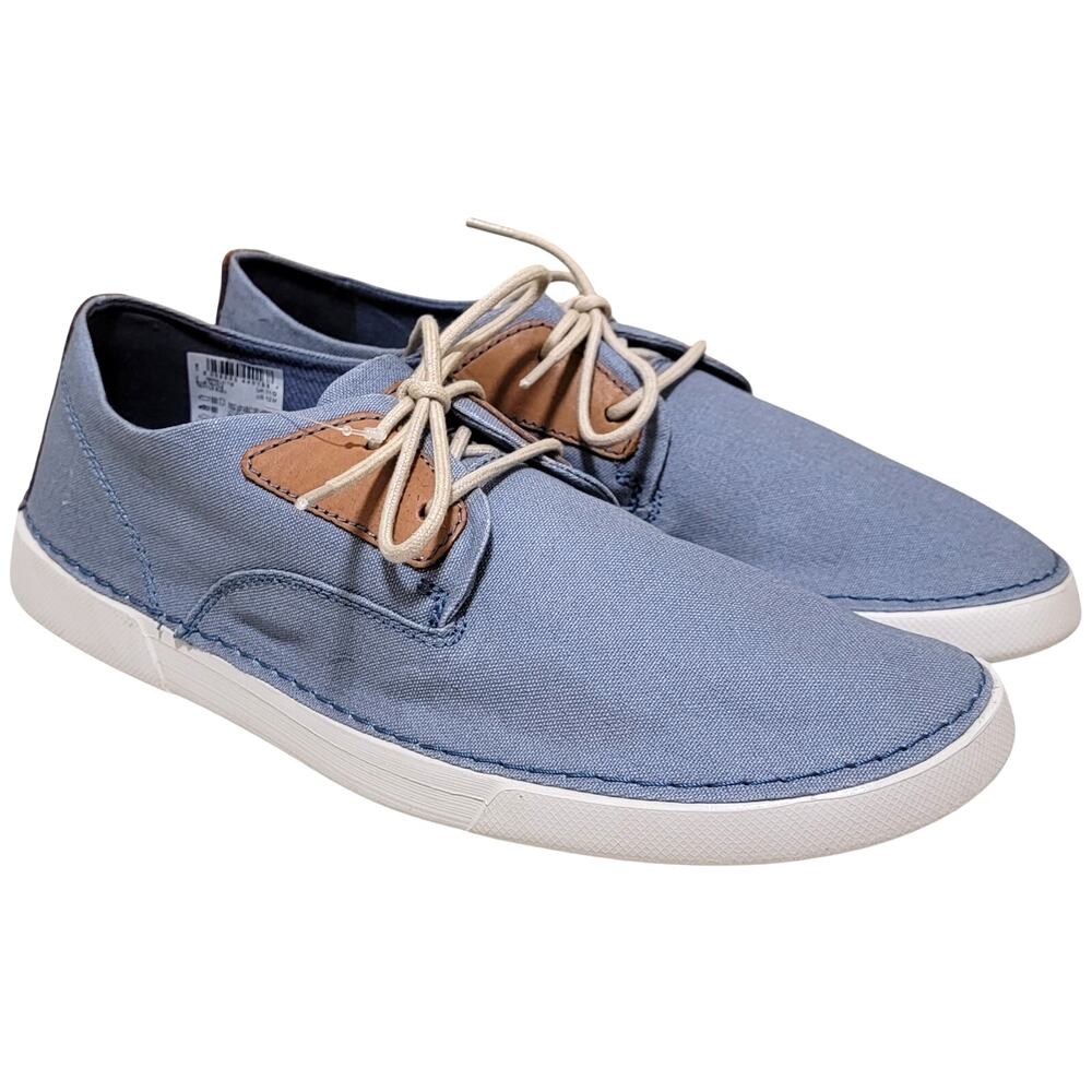 Clarks Men Gereld Tie Casual Derby Oxford Sneakers Size US 12M Blue Canvas